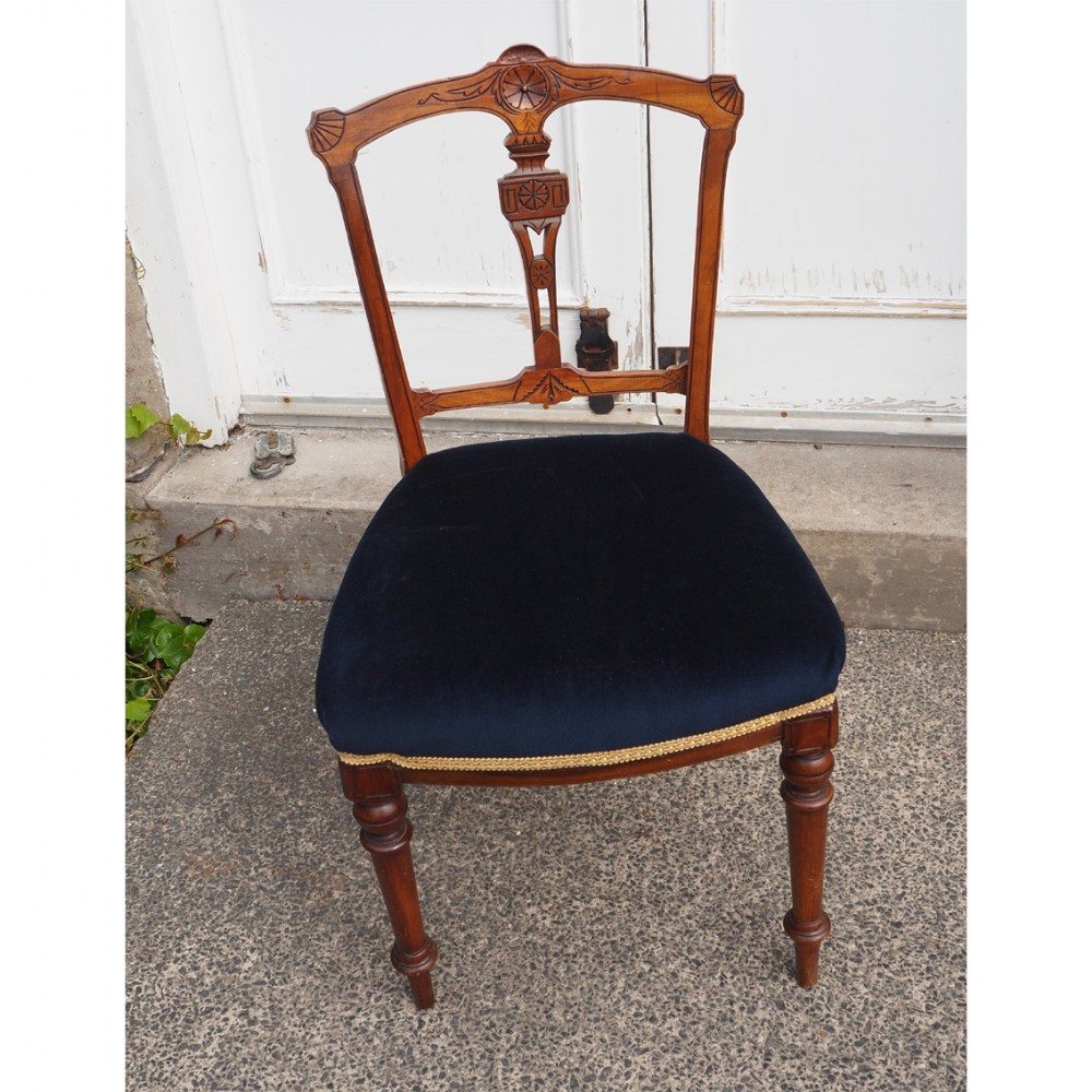 PAIR OF EDWARDIAN WALNUT BEDROOM CHAIRS