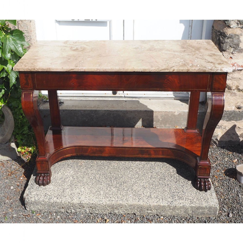 FINE EARLY 19th CENT. BRASS INLAID CONSOLE TABLE