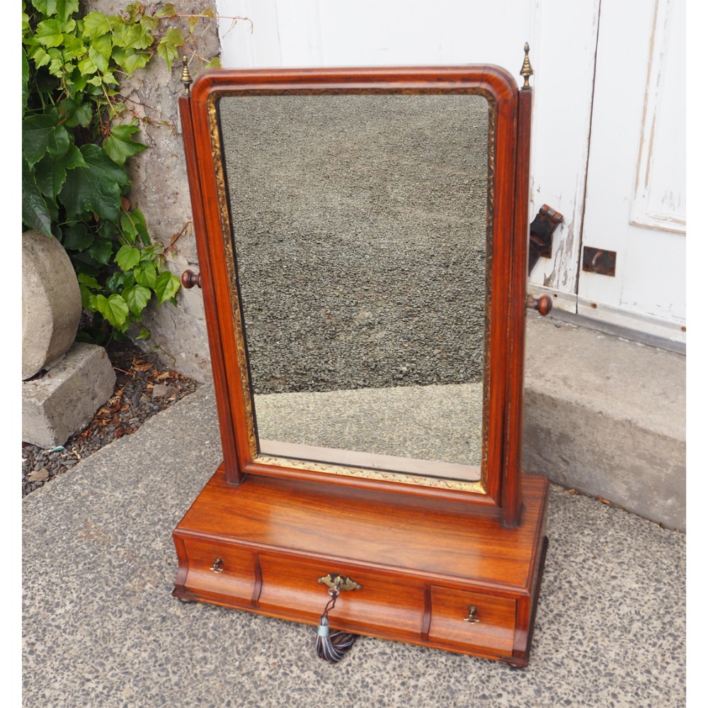 RARE 18th CENTURY PADUK WOOD TOILET MIRROR
