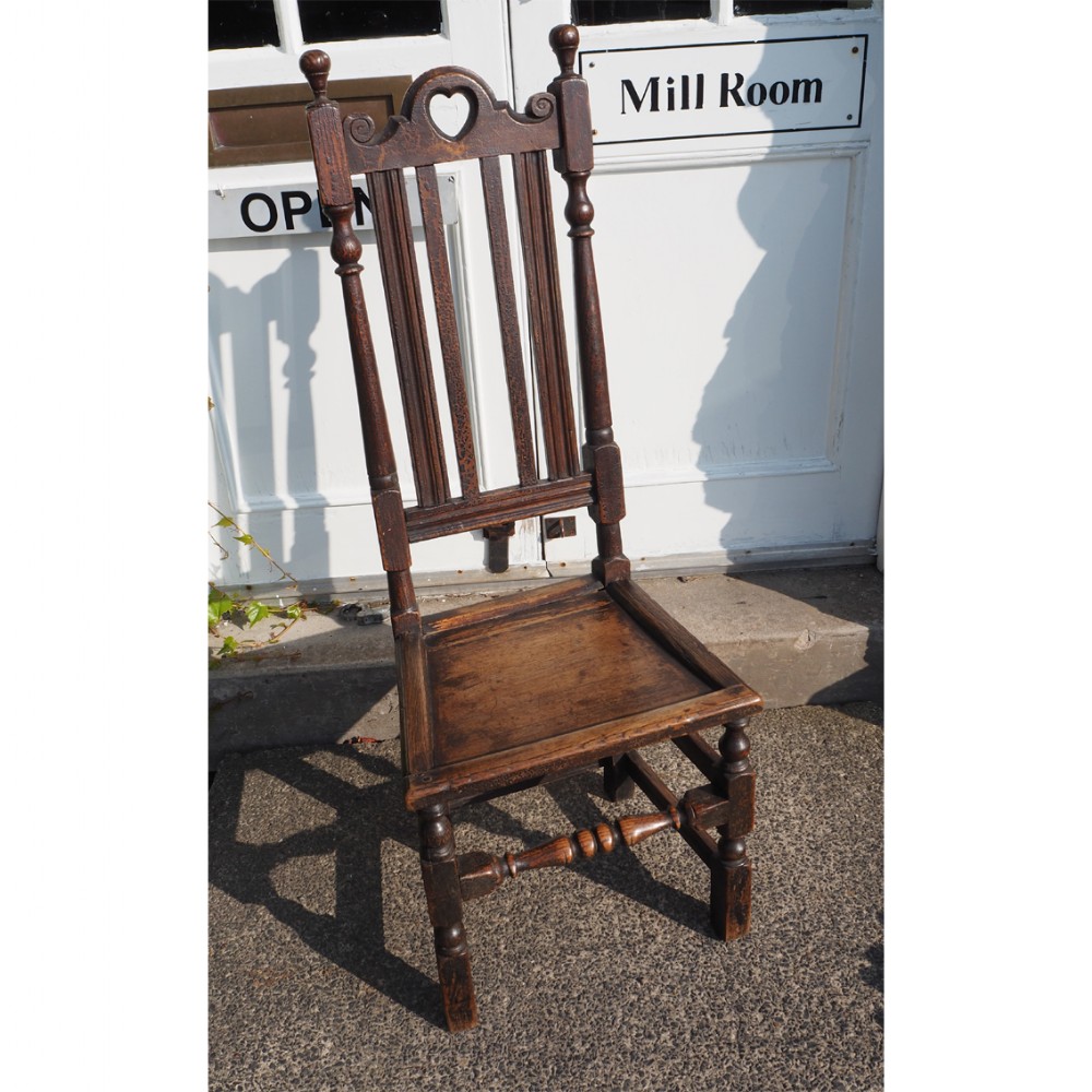 17th CENTURY OAK HIGH BACK HALL CHAIR