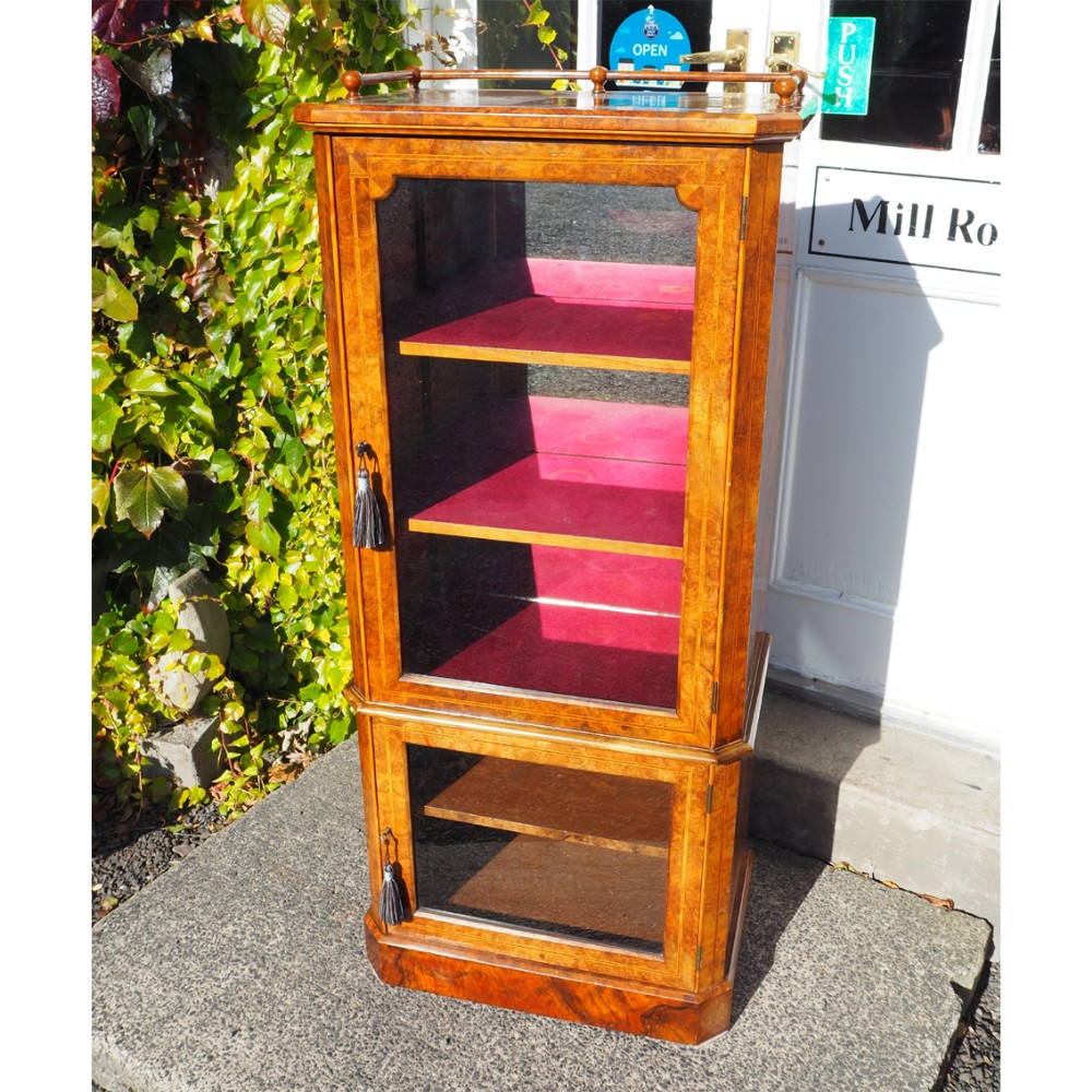 FINE VICTORIAN BURR WALNUT CHINA CABINET