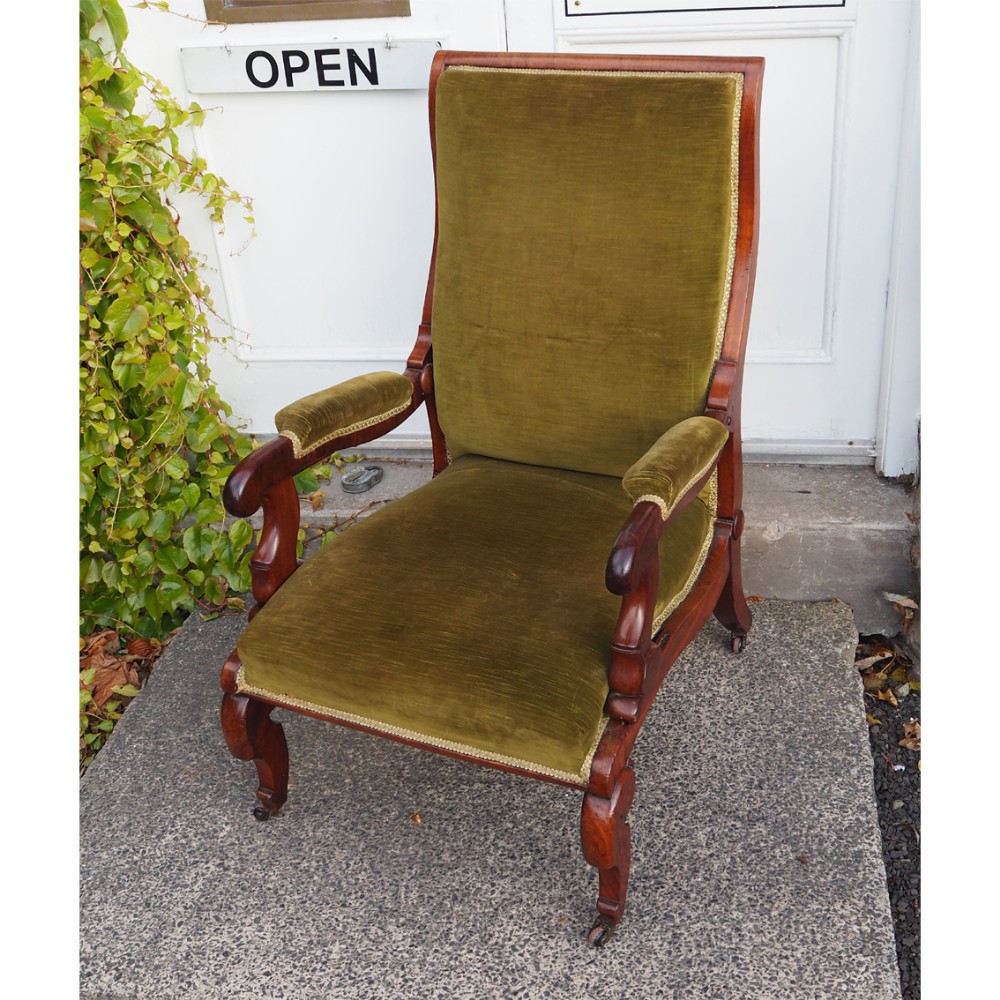 ROBERT DAWS PATENT RECLINING LIBRARY CHAIR
