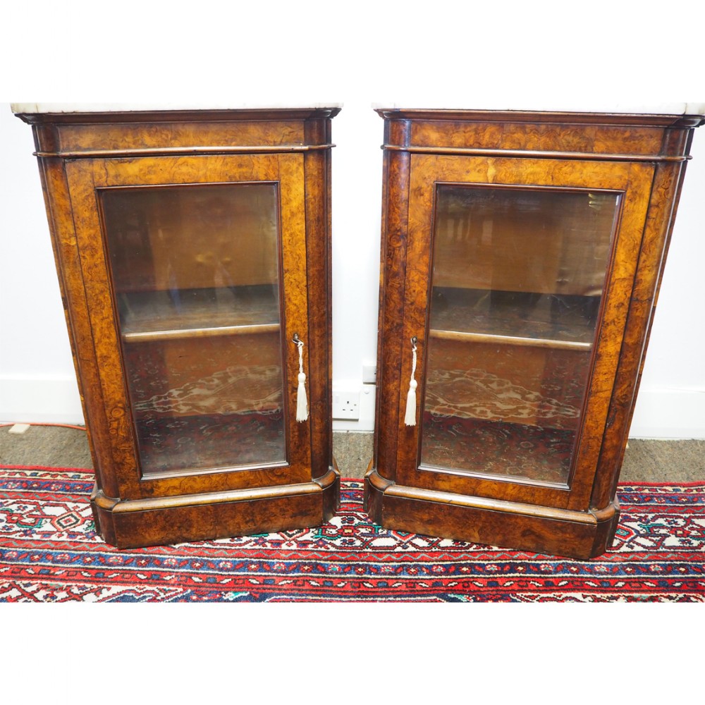 GOOD PAIR OF VICTORIAN BURR WALNUT CABINETS