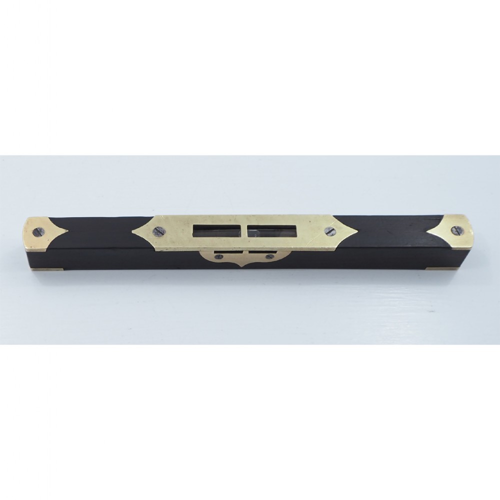 SCOTTISH EBONY & FANCY BRASS INLAID LEVEL