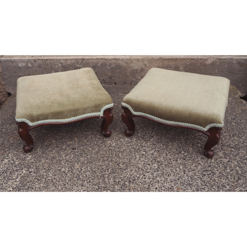 FINE PAIR OF VICTORIAN WALNUT FOOT STOOLS
