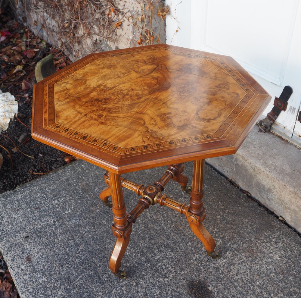 GILLOWS BURR WALNUNUT OCTAGONAL COFFEE TABLE