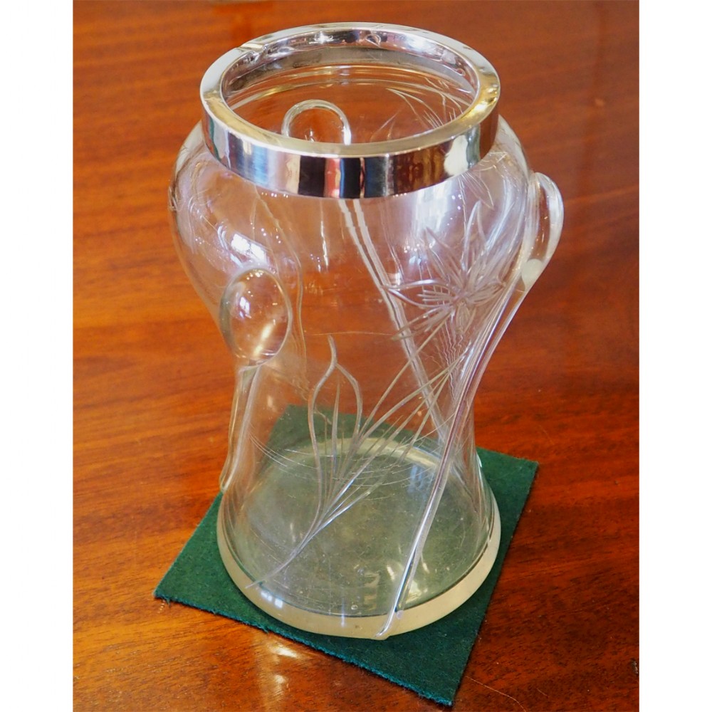 STUNNING SILVER TOPPED ART NOUVEAU VASE