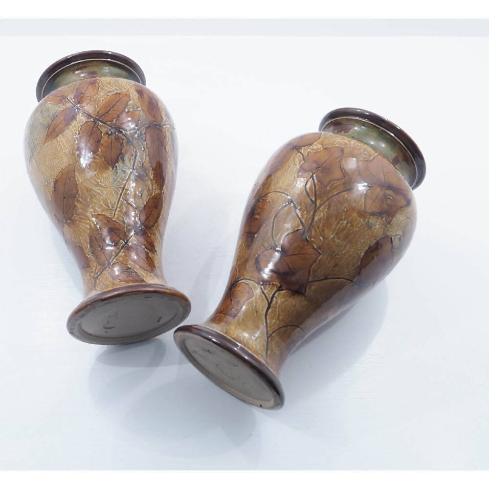 LARGE PAIR OF ROYAL DOULTON AUTUMN VASES