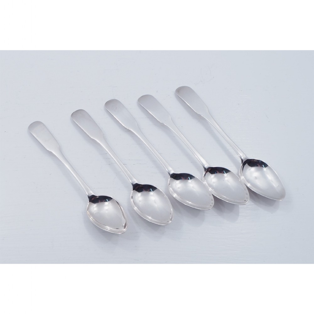SET 5 GEORGIAN DUNDEE SILVER TEASPOONS