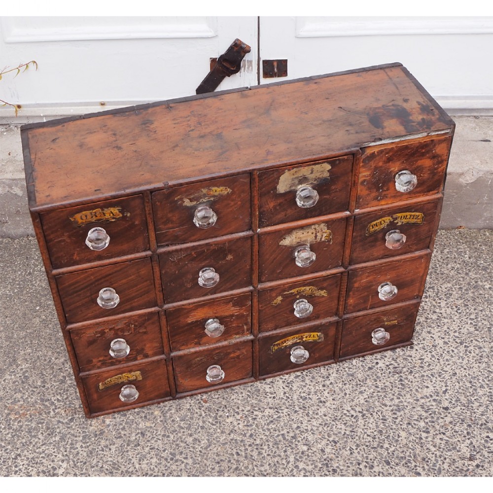 SMALL VICTORIAN BANK OF CHEMISTS DRAWERS