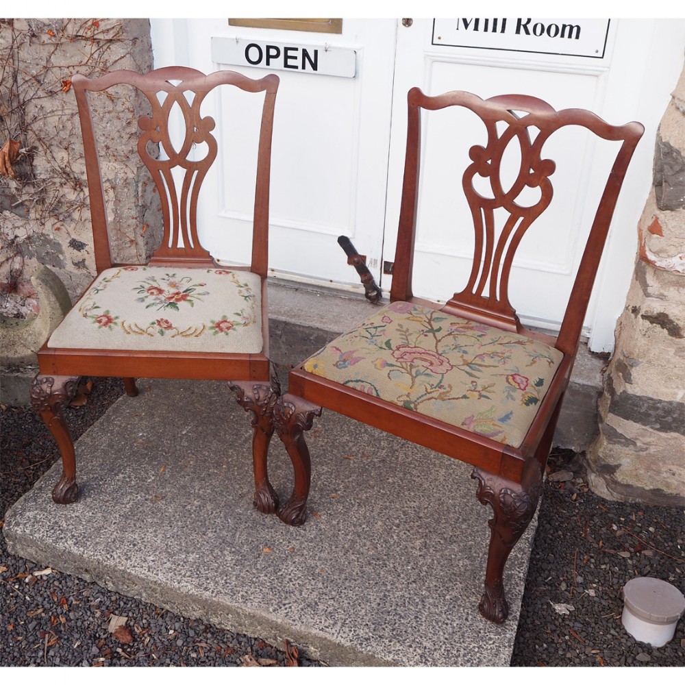 PAIR 18th CENTURY CHIPPENDALE HAND CHAIRS