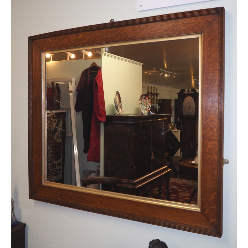 LARGE 19TH CENTURY OAK FRAMED MIRROR