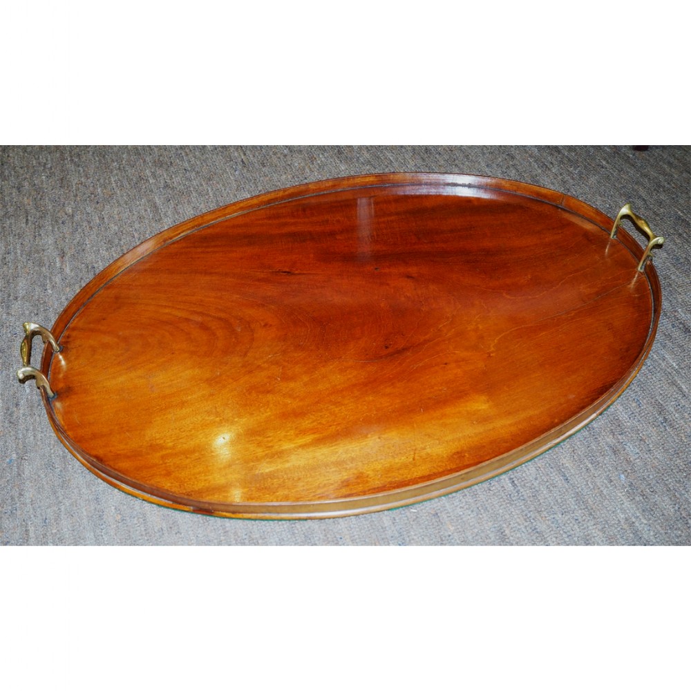LARGE GEORGIAN OVAL MAHOGANY TRAY