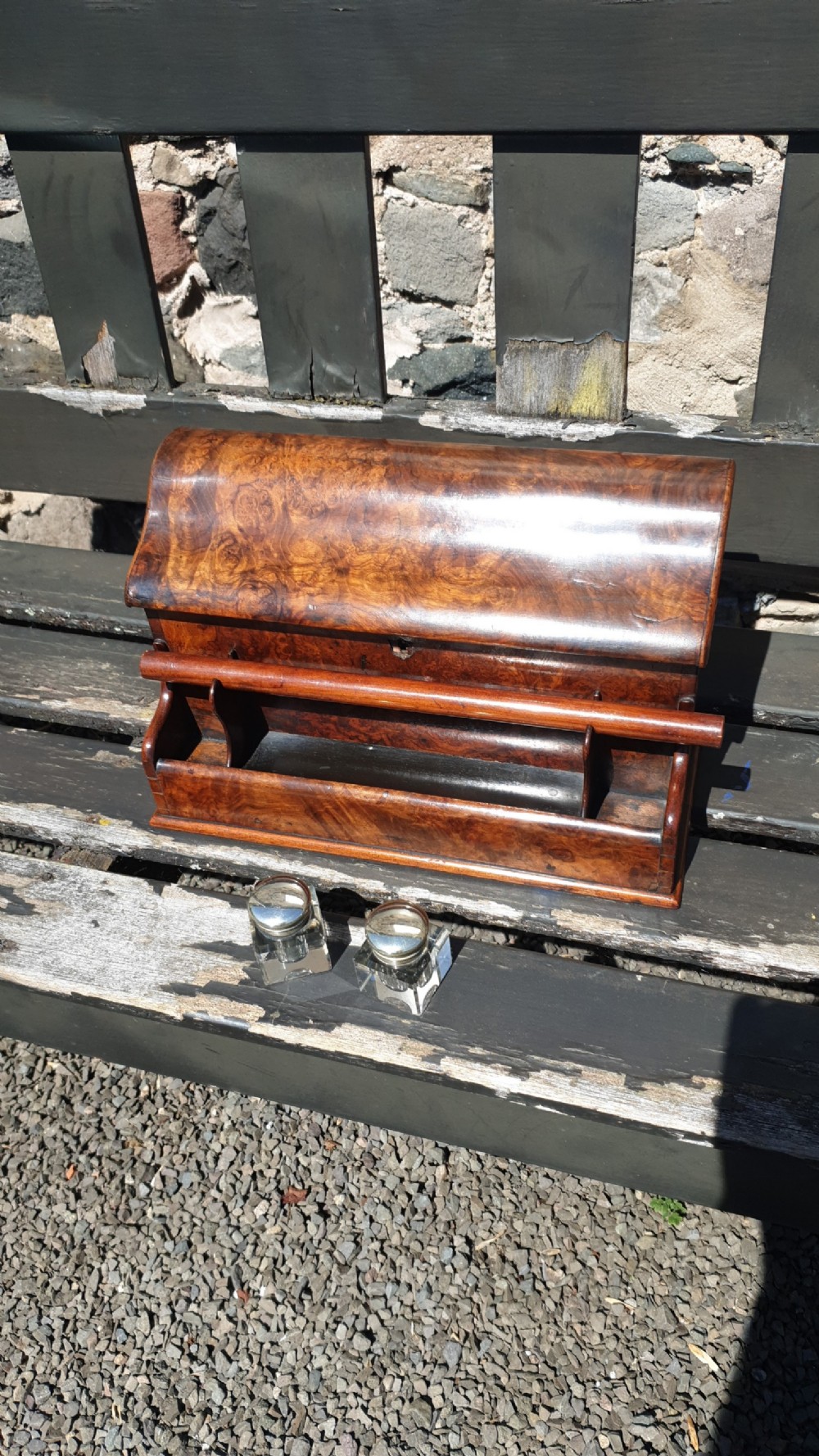 HIGH QUALITY VICTORIAN BURR WALNUT DESK WRITING BOX View V