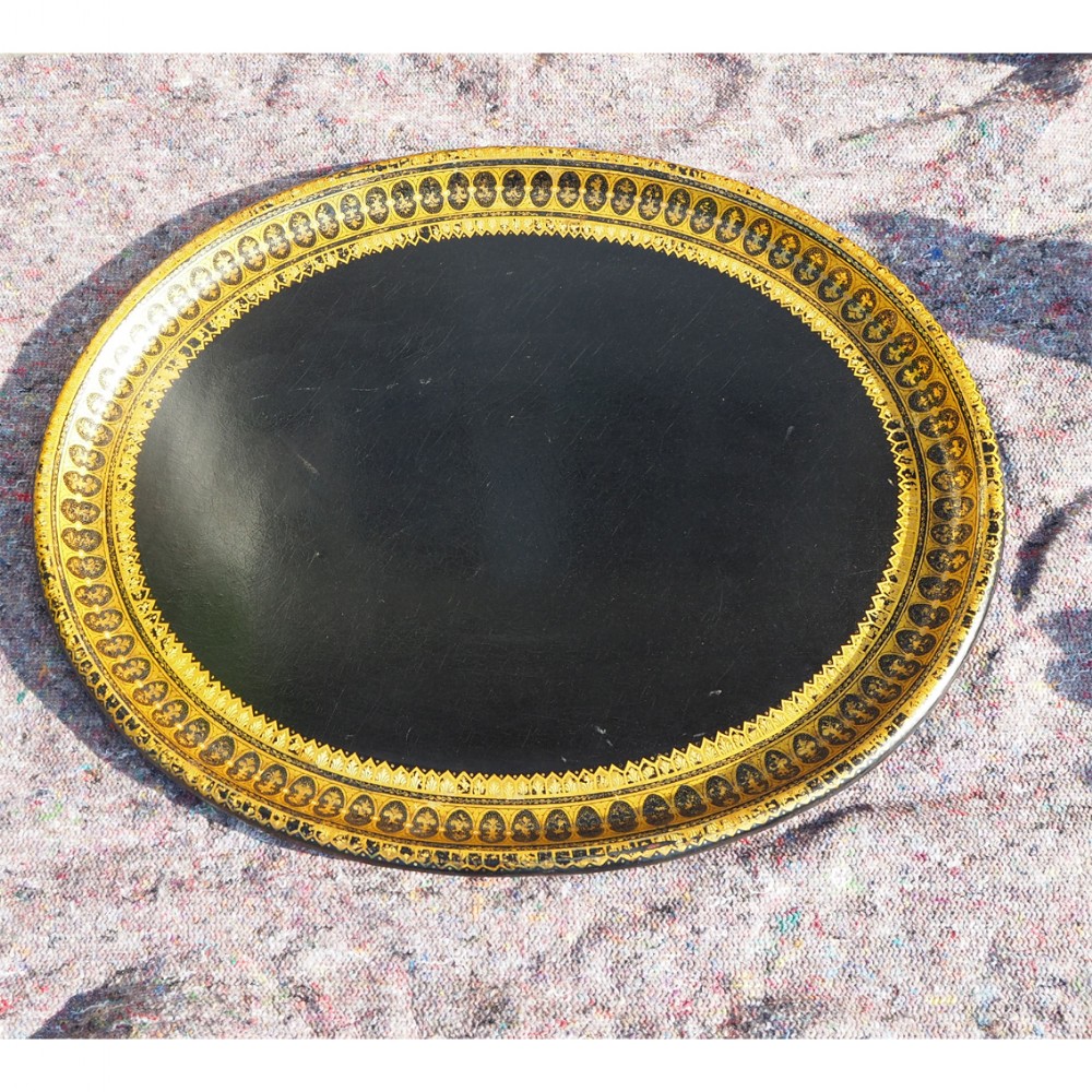 REGENCY PAPIER MACHE & GILT OVAL TRAY