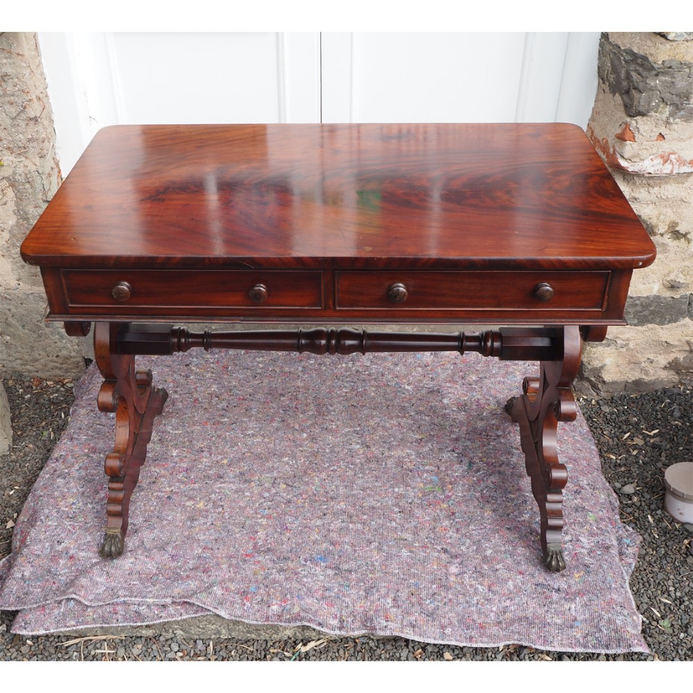 WILLIAM IV FLAME MAHOGANY WRITING TABLE