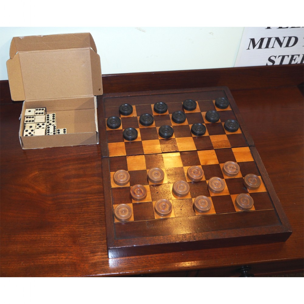 GEORGIAN MAHOGANY GAMES BOX WITH GAMES