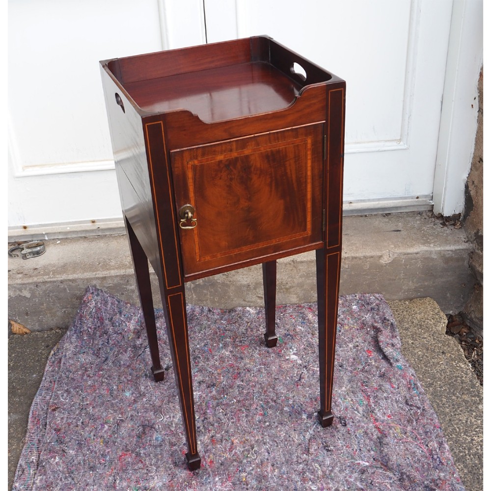 GEORGIAN STYLE INLAID MAHOGANY BEDSIDE CABINET
