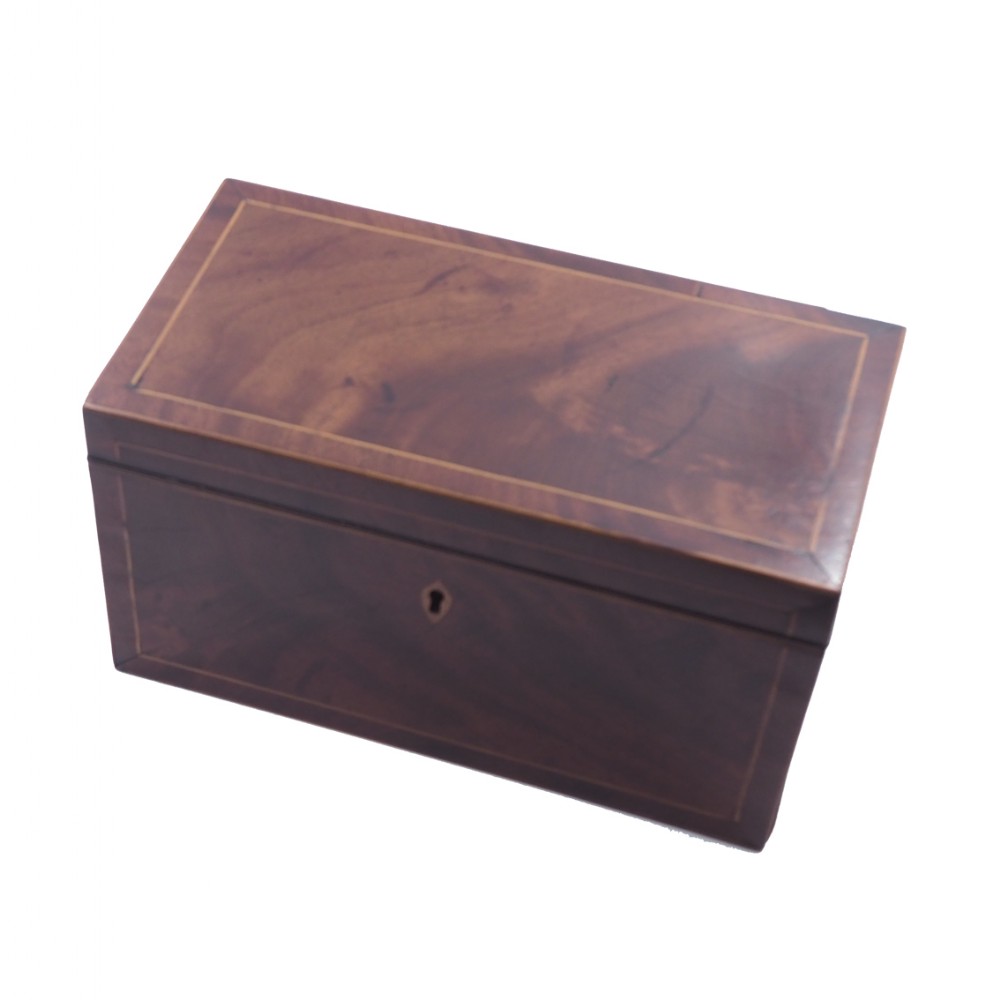 GOOD GEORGE 3rd MAHOGANY & INLAID TEA CADDY