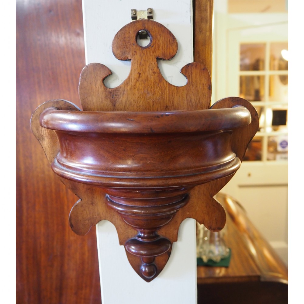 19th CENTURY CARVED MAHOGANY WALL POCKET