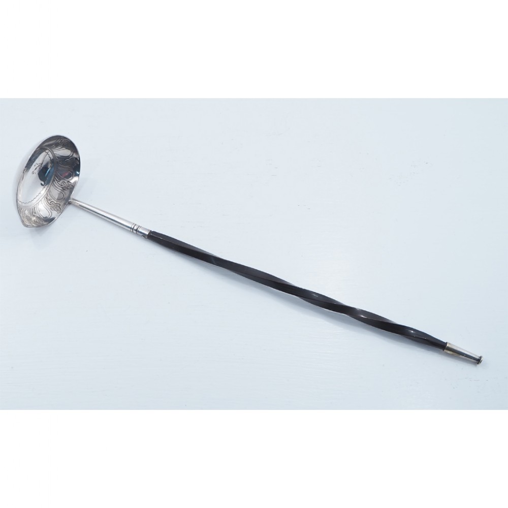 LARGE GEORGIAN SCOTTISH SILVER TODDY LADLE