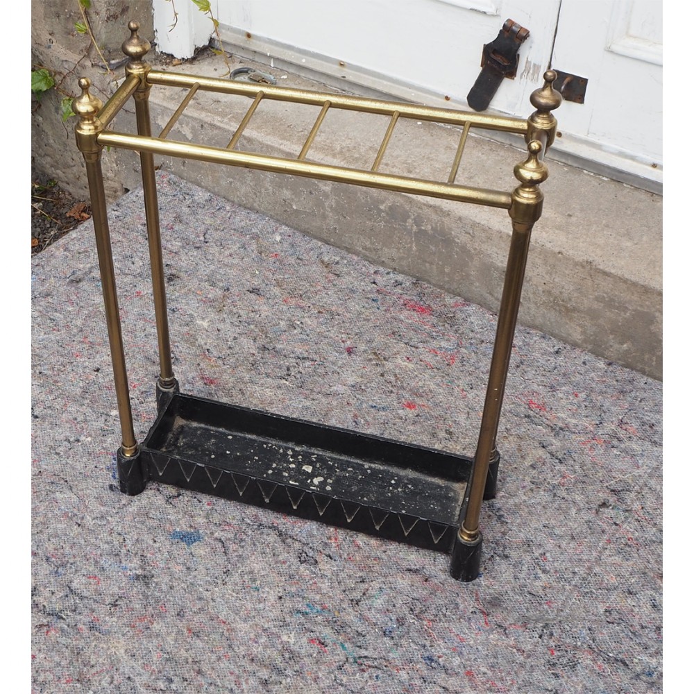 VICTORIAN IRON AND BRASS STICK STAND