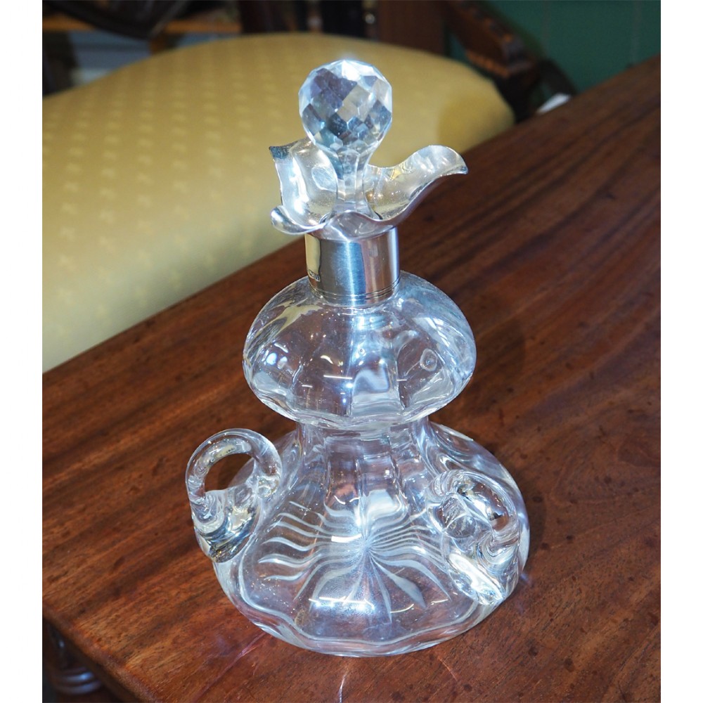 NICE SHAPE EDWARDIAN SILVER TOPPED DECANTER