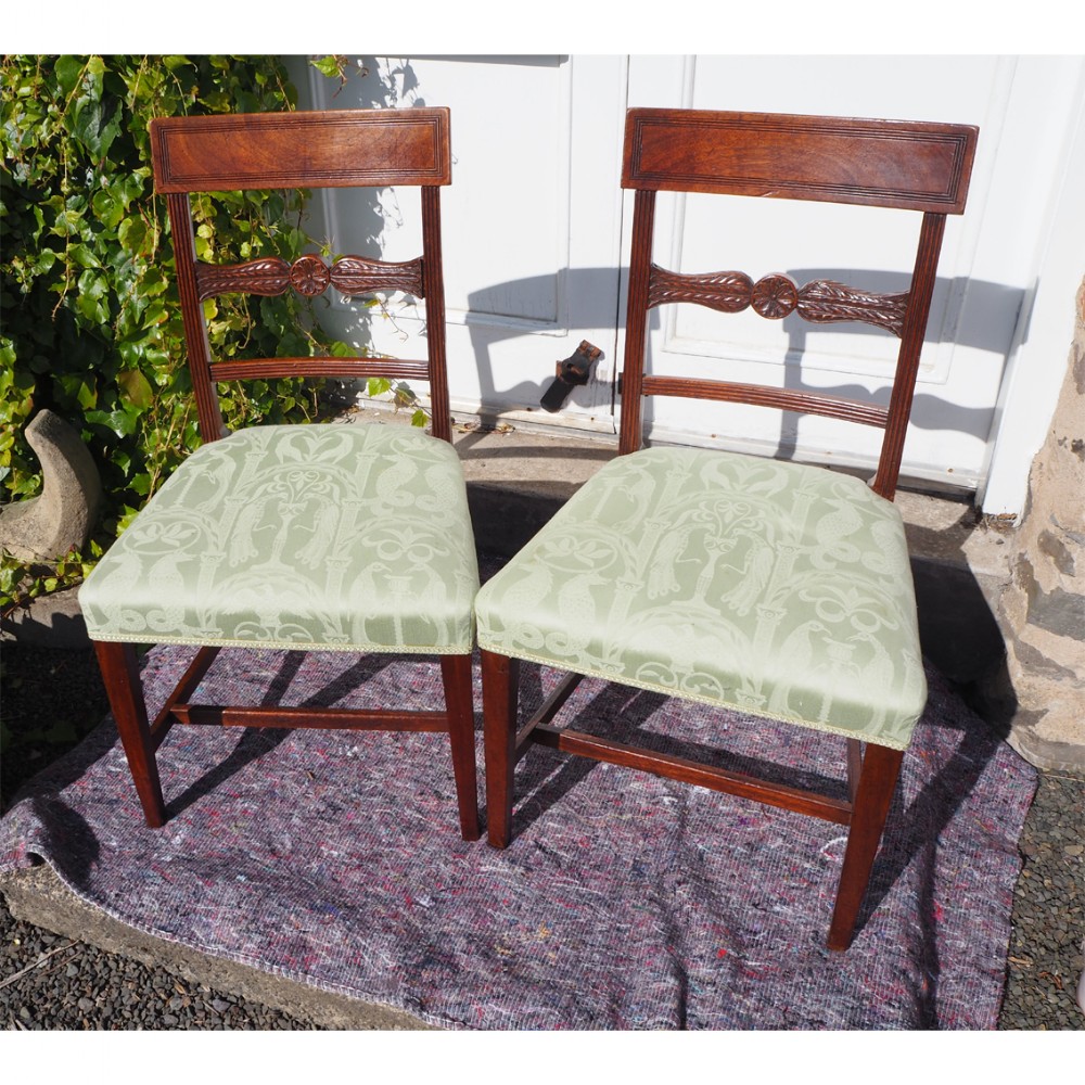 GOOD PAIR GEORGIAN MAHOGANY DINING CHAIRS