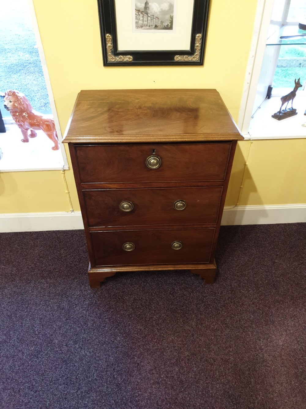 SMALL GEORGIAN MAHOGANY BEDSIDE CHEST