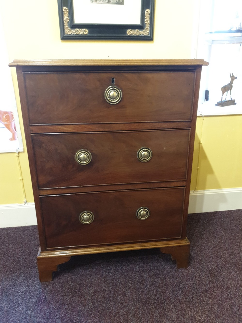 SMALL GEORGIAN MAHOGANY BEDSIDE CHEST View III