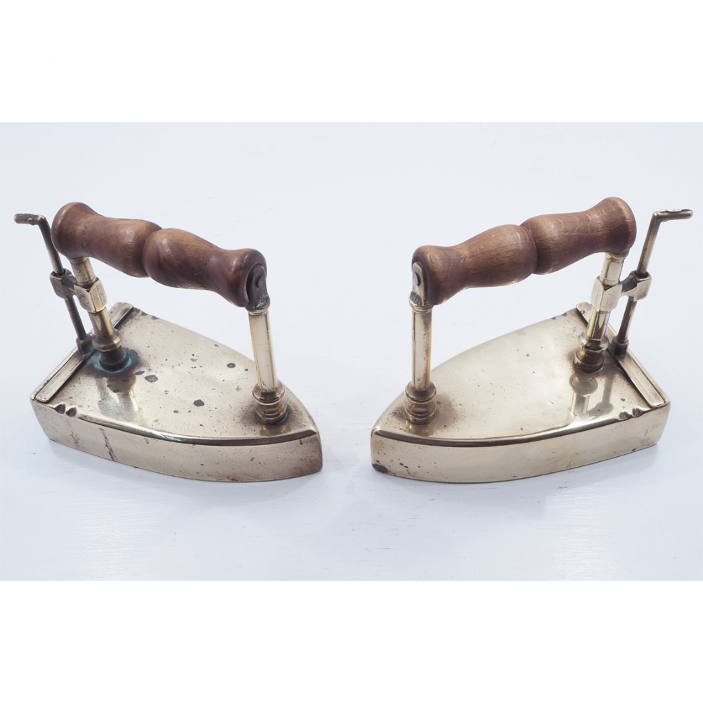 RARE PAIR OF SCOTTISH BRASS FLAT IRONS