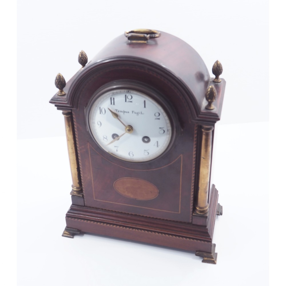 EDWARDIAN INLAID MAHOGANY BRACKET CLOCK