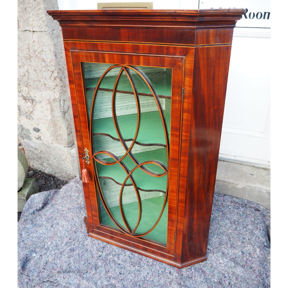 SCOTTISH MAHOGANY GLAZED CORNER CABINET