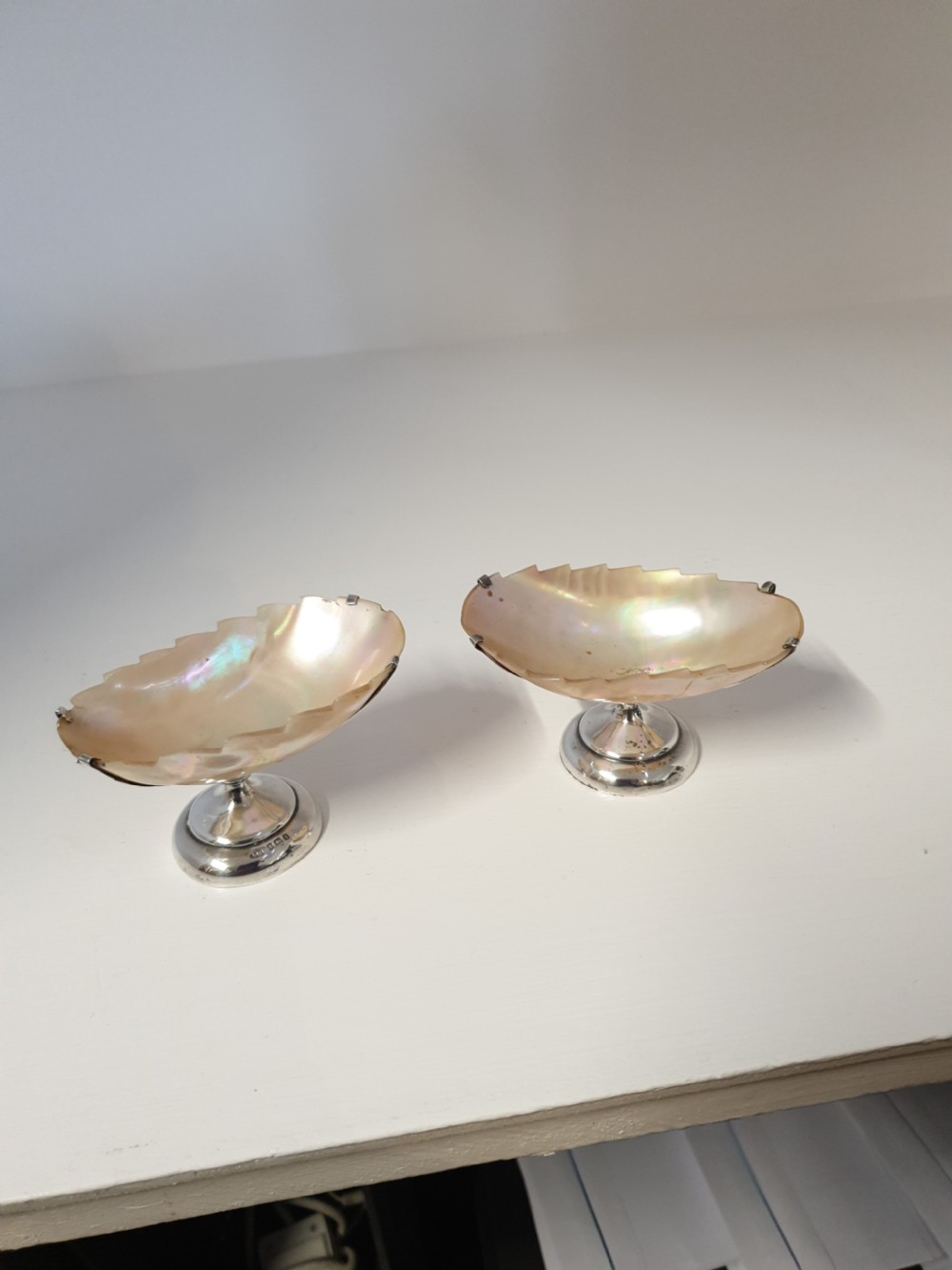 UNUSUAL PAIR EDWARDIAN SILVER SALT CELLARS View II