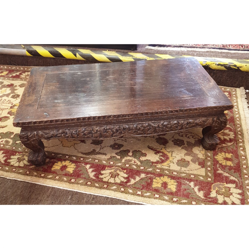UNUSUAL ASIAN CARVED HARDWOOD LOW TABLE