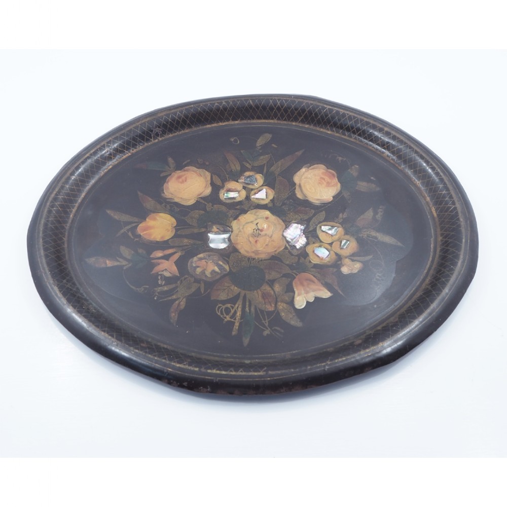 REGENCY HAND PAINTED TOLEWARE OVAL TRAY