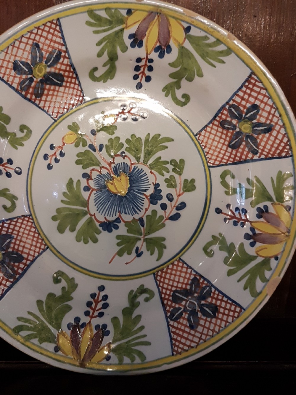 18th CENTURY ENGLISH DELFT POLYCROME PLATE View II