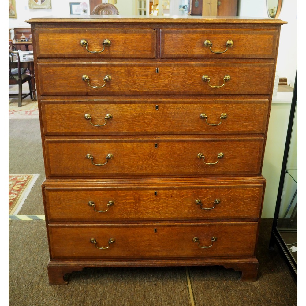 UN-TOUCHED GEORGIAN OAK 2 PART TALLBOY