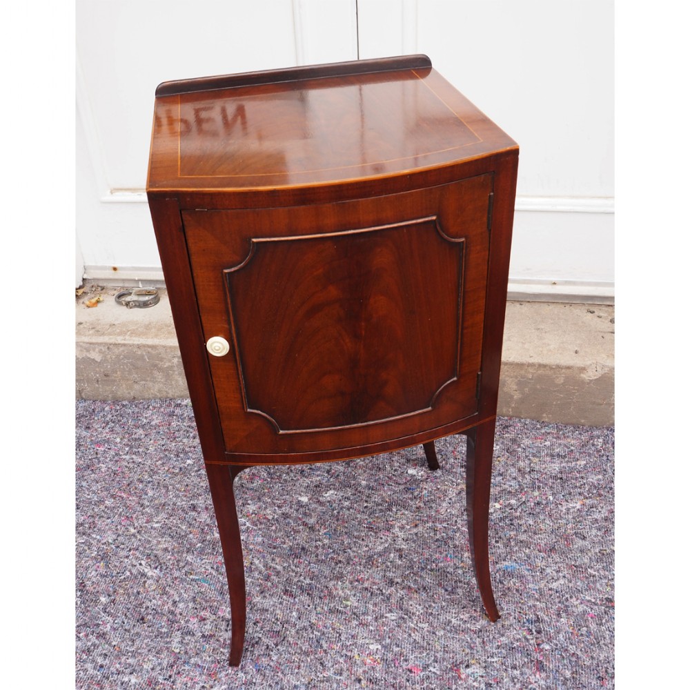 EDWARDIAN BOW FRONT BEDSIDE CABINET