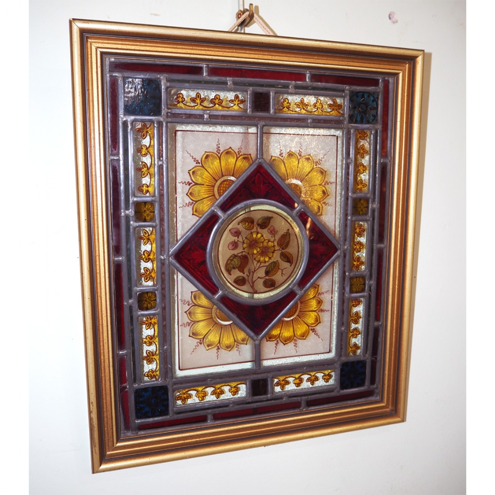 EARLY 19th CENTURY STAINED GLASS PANEL