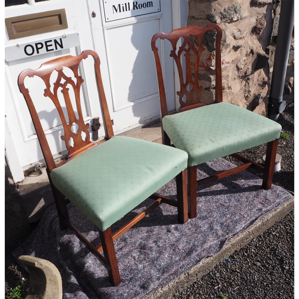 FINE PAIR LARGE SCALE CHIPPENDALE HAND CHAIRS