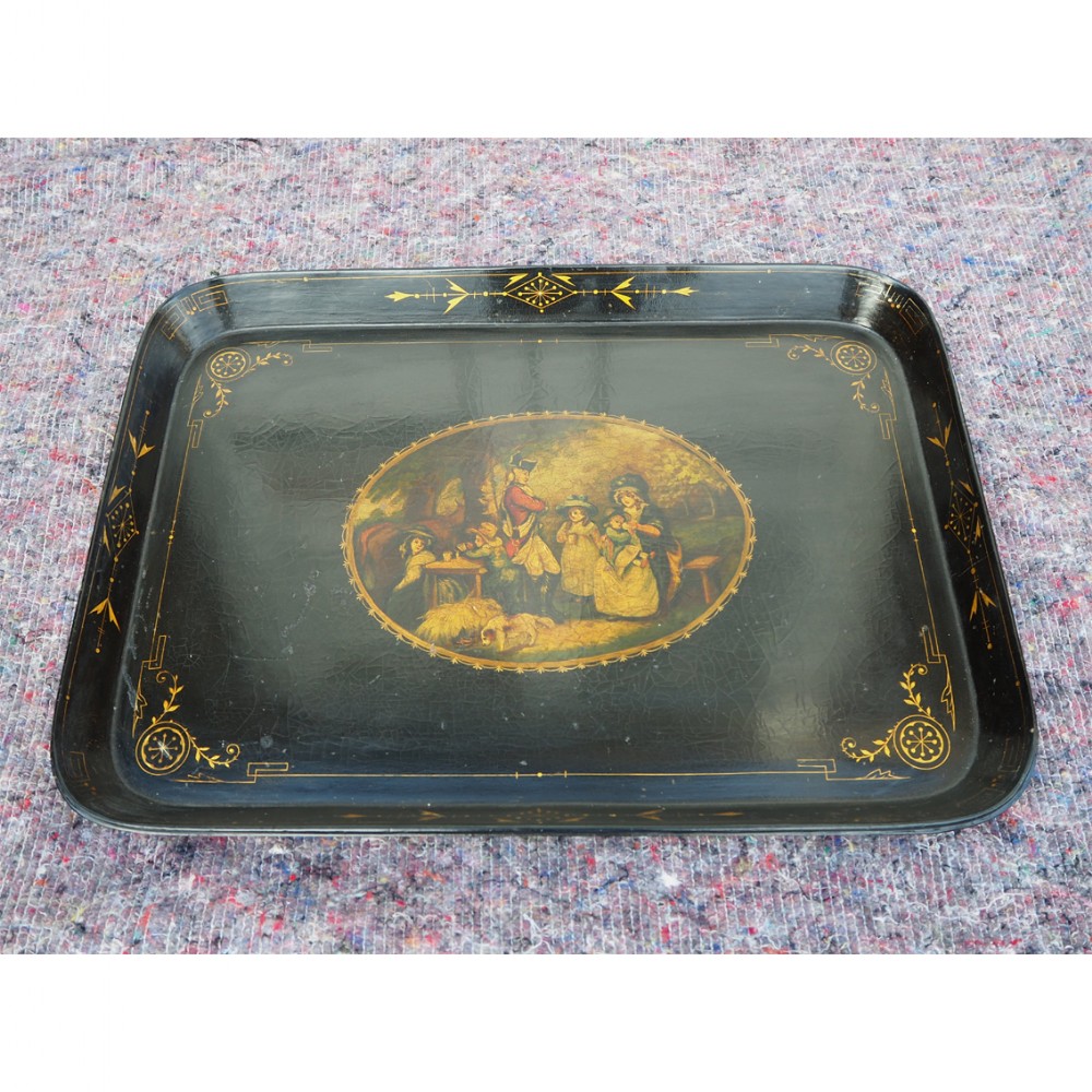 REGENCY OBLONG LACQUERED & PAINTED TRAY