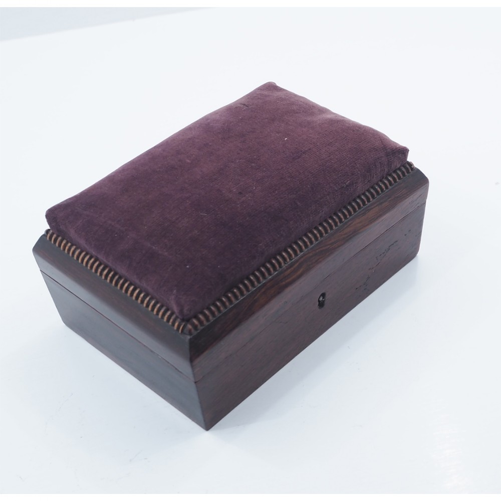 19th CENTURY ROSEWOOD PIN CUSHION BOX