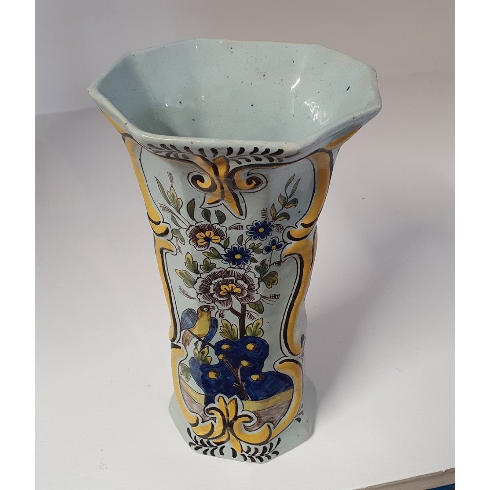19th Century Dutch Delft Polychrome Vase