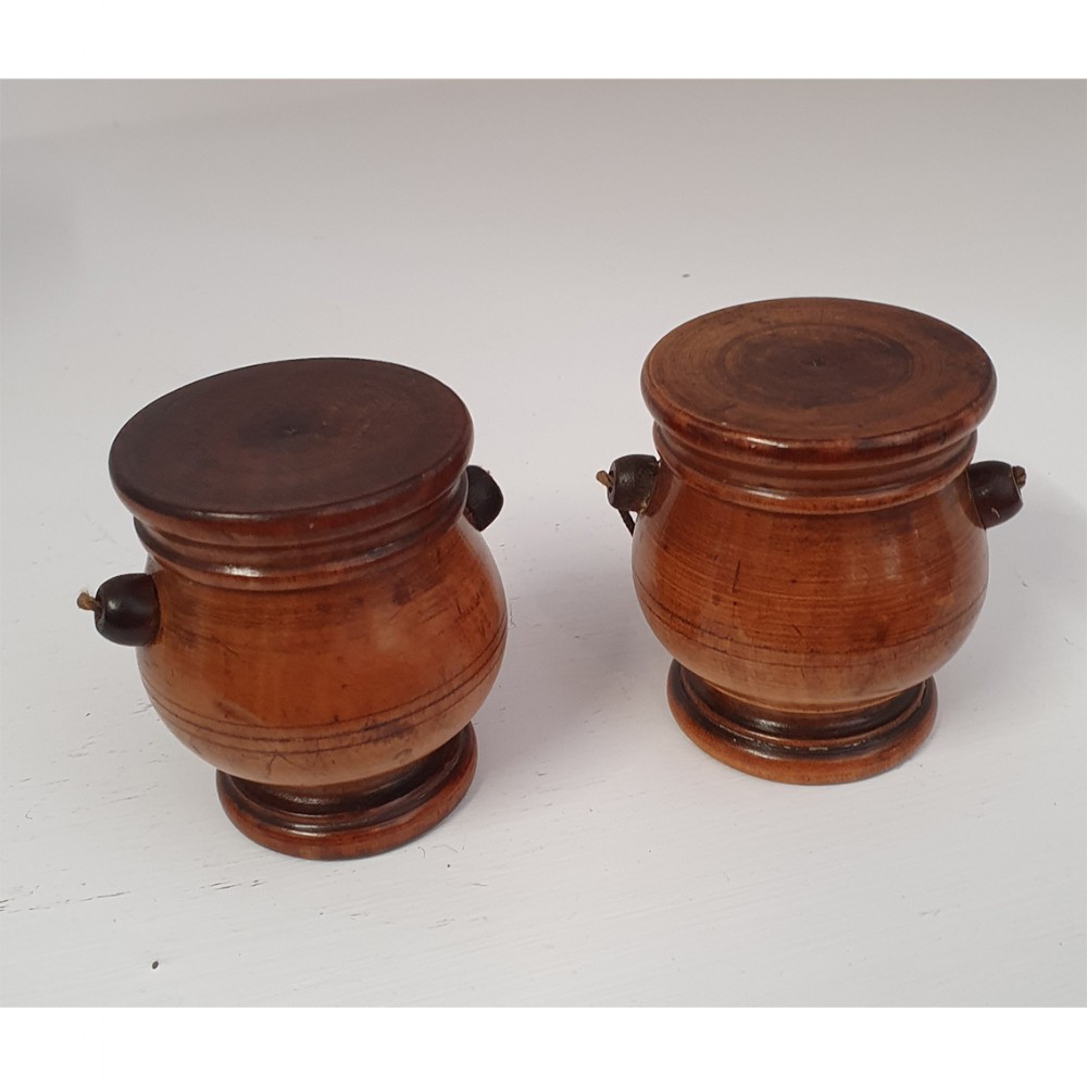 Lovely Pair of Georgian Treen Spice Pots