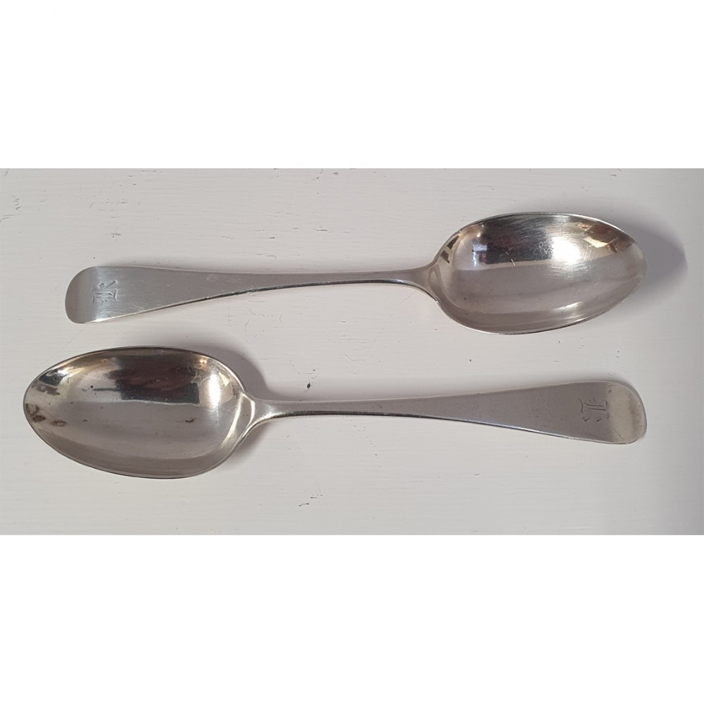 Pair Victorian Scottish Silver Dessert Spoons