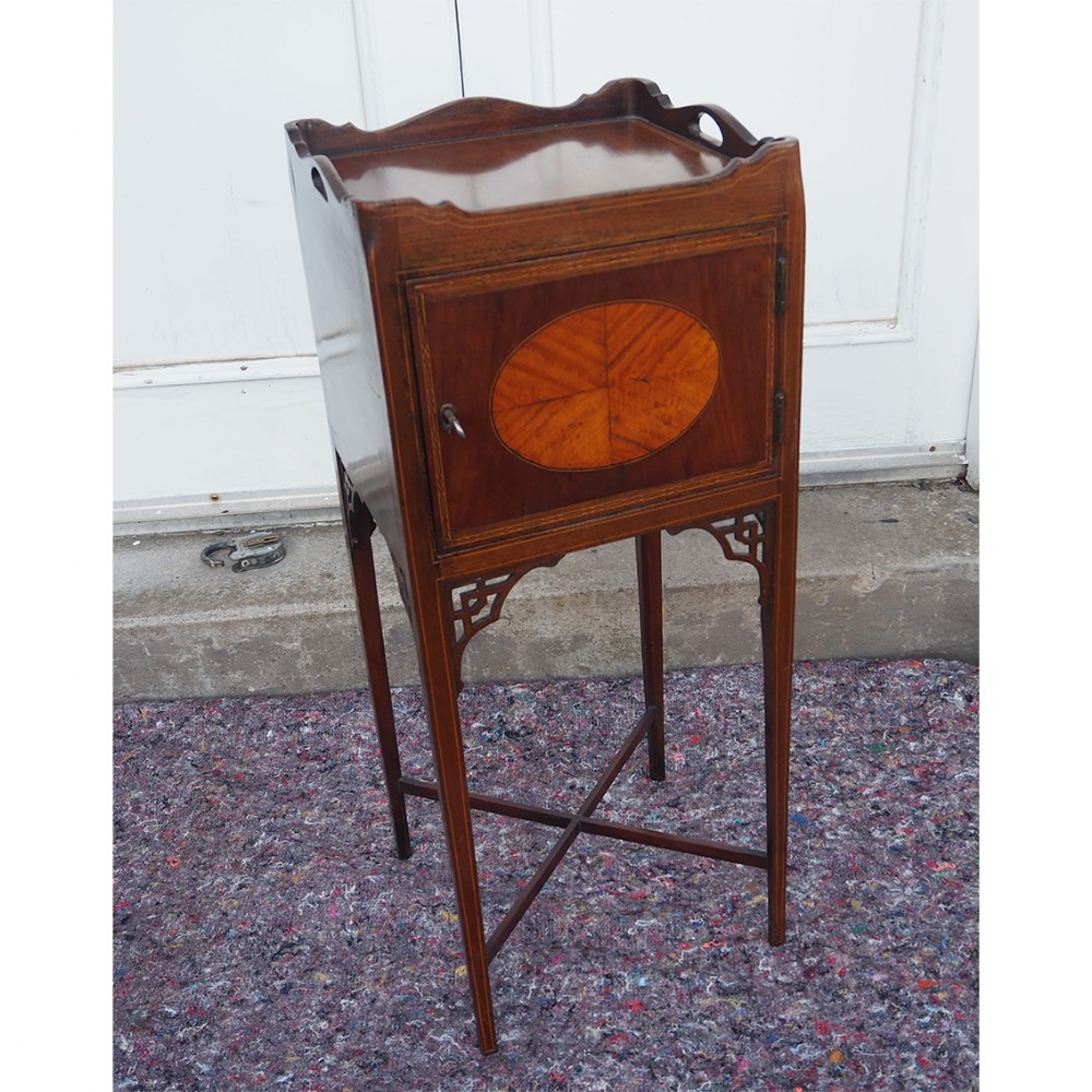GEORGIAN STYLE INLAID MAHOGANY BEDSIDE 