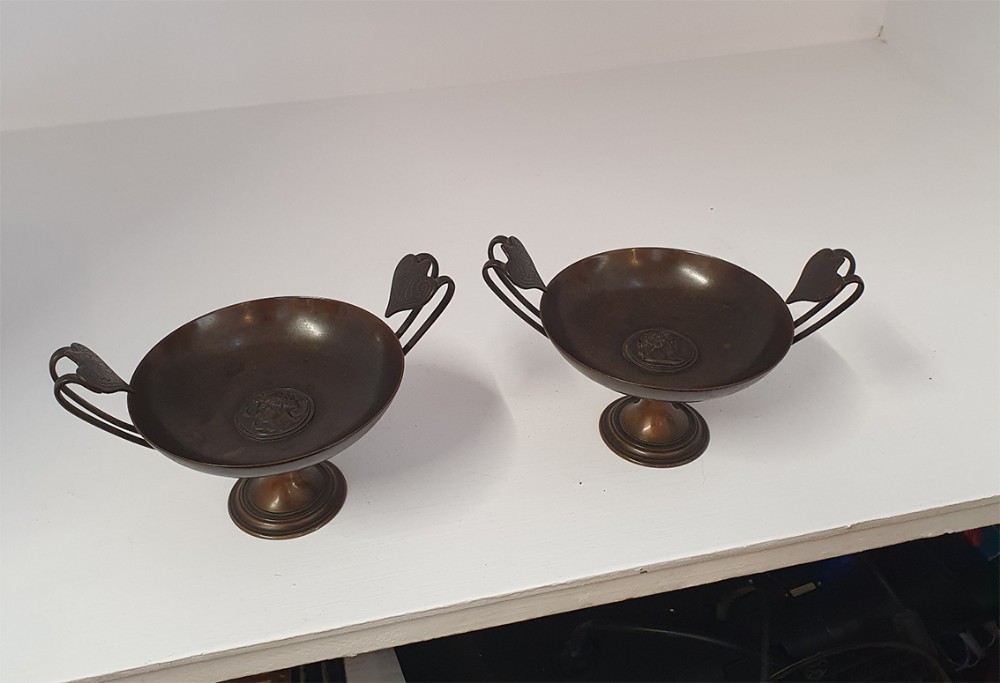 Pair French Bronze Tazzas by F. Barbedienne