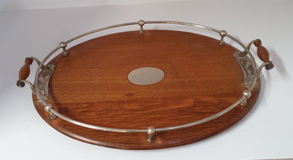 Good Clean Edwardian Oval Oak Tray 