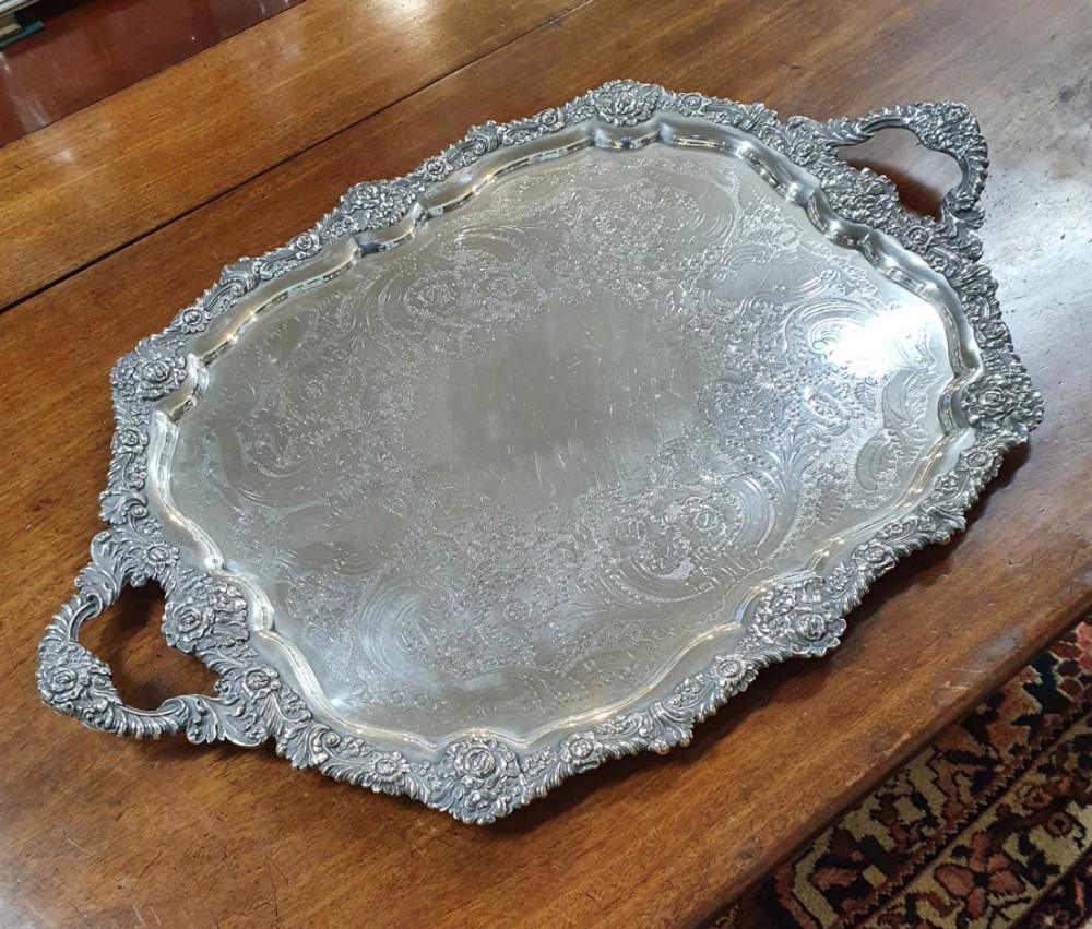 Heavy Victorian Silver Plated Drinks Tray
